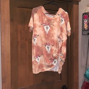 Hope’s Clay Steer Head Print Knotted Top